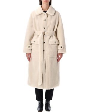 Urbancode Reversible Faux Fur Belted Coat With Suede Interior - Natural