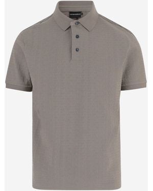Emporio Armani Cotton Polo Shirt With Logo - Gray