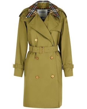 Burberry Short Cotton 'Castleford' Trench Coat - Green