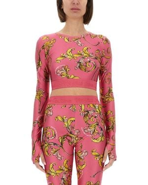 Versace Jeans Couture "Outline Baroque" Short Top - Red
