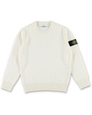 Stone Island Boy's Wool Crewneck Sweater - White