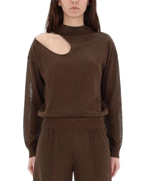 Circus Hotel Viscose-Blend Top - Brown