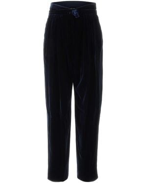 Giorgio Armani Velvet Straight-Leg Pants For - Black