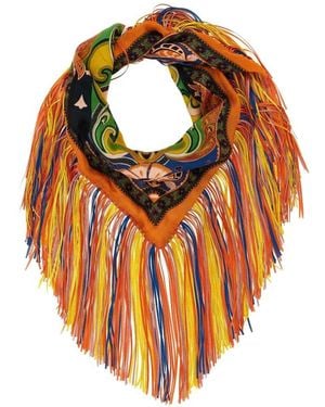 Etro Fringe-Trimmed Fashion Scarf - Orange