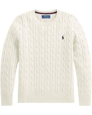 Polo Ralph Lauren Ls Cable Cn Tops Pullover - Weiß