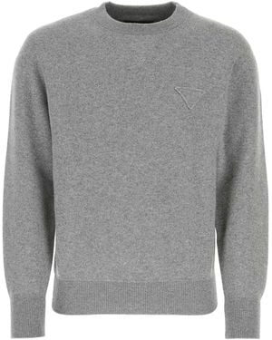 Prada Melange Stretch Cashmere Blend Jumper - Grey