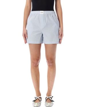 The Attico Striped Poplin Shorts - Blue
