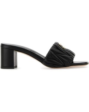 Miu Miu Nappa Leather Mules - Black