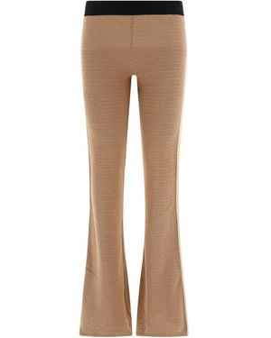 Palm Angels Knit Trousers With Logo Tape For - Natural