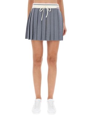 CASABLANCA Pleated Mini Skirt With Sporty Elastic Waistband - Blue