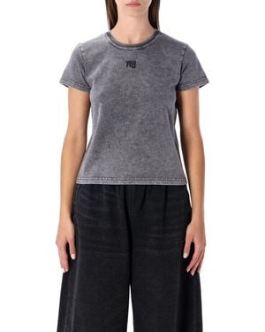 T By Alexander Wang Délavé Cotton T-Shirt With Logo - Blue