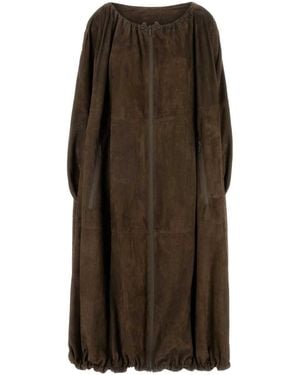 Ferragamo Salvatore Suede Overcoat - Brown