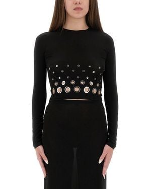 Rabanne Rabanne Cropped Top With Eyelets - Black