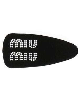 Miu Miu Velvet Hair Clip - Black
