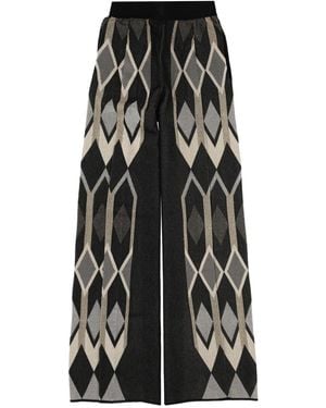 Circus Hotel Pants With Geometric Lamé Jacquard Design - Black