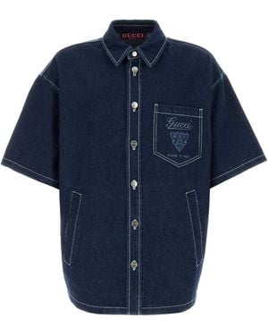 Gucci Lasered Denim Shirt - Blue