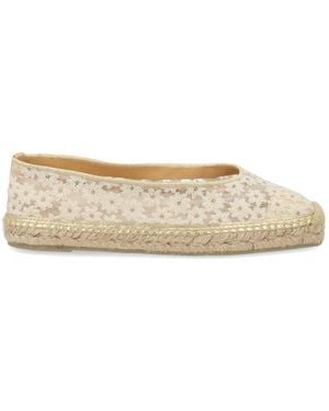 Castañer Polyester Goat Leather Ovine Leather Flats - Natural