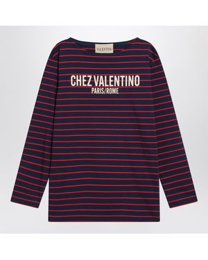 Valentino T Shirt With Stripes By - Purple