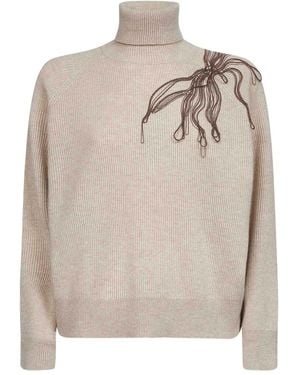 Brunello Cucinelli Cashmere Turtle Neck Jumper - Naturel
