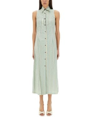 Alysi Colorful Stripes Chemisier Dress - Green
