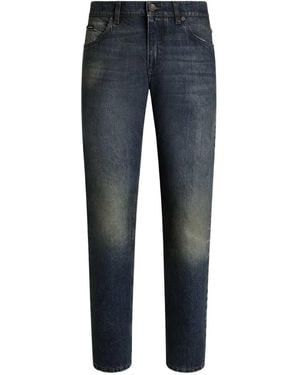 Dolce & Gabbana Jeans With Logo Plaque - Blue