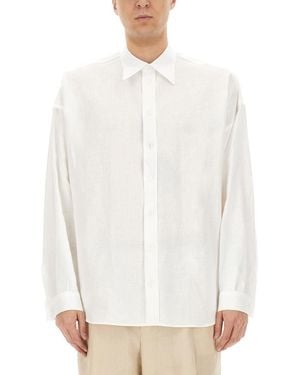 Dolce & Gabbana Long-Sleeved Linen Shirt - White