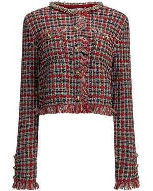Self-Portrait Cotton-Blend Blazer - Black
