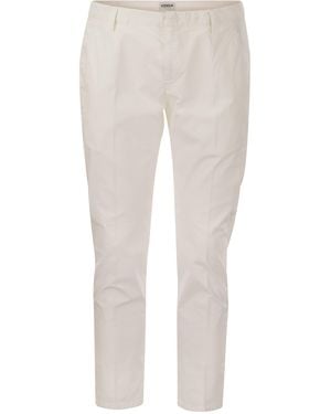 Dondup Alfredo Slim Fit Cotton Trousers - White