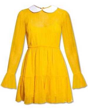 Gucci Miniabito in seta a balze - Giallo