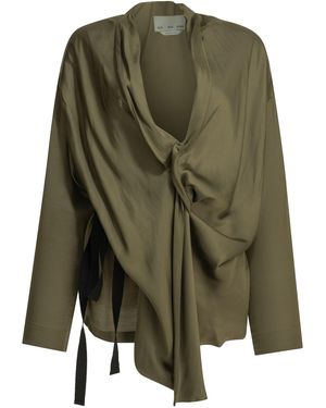 Sa Su Phi Viscose Gedrapeerd Overhemd - Groen