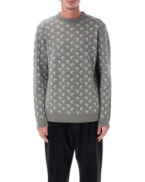 Marine Serre Moon Jacquard Crewneck Sweater - Gray