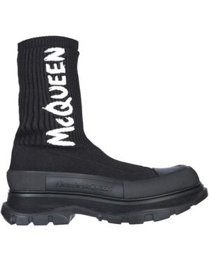 McQueen Mcqueen Graffiti Knit Tread Slick Boot - Blue