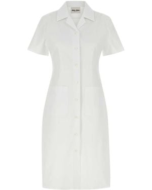 Miu Miu Poplin Dress - White