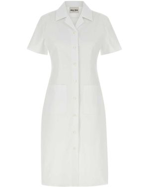 Miu Miu Popeline Jurk - Wit
