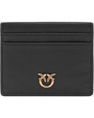 Pinko Leather Card Holder With Logo - Black