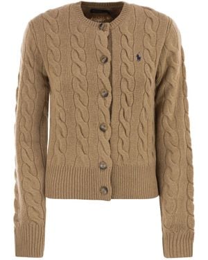 Polo Ralph Lauren Wool And Cashmere Cable Knit Cardigan - Natural