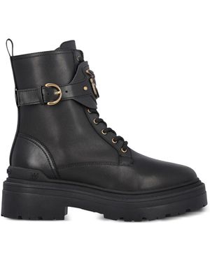 Pinko Mia Lederkampfstiefel - Schwarz