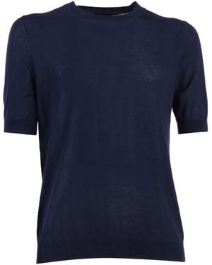 Ballantyne Relaxed Fit Short-Sleeved Pullover - Blue