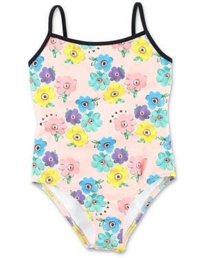 Marni Vibrant Floral Print One-Piece Swimsuit For Girls - Blue