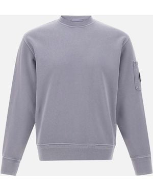 C.P. Company Baumwoll-Diagonal-Fleece-Crewneck-Sweatshirt - Grau