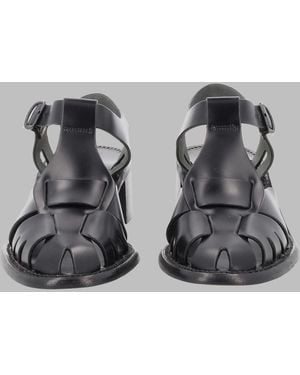 Hereu Sleek Leather Flats - Gray