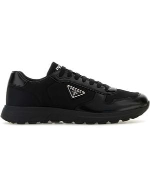 Prada Nylon And Leather Sneakers - Black