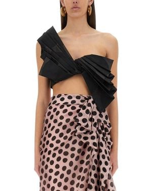 Nina Ricci Twisted Polka Dots Top - Black