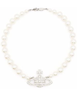 Vivienne Westwood One Row Pearl Bas Relief - White