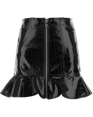 Ganni Synthetic Leather Mini Skirt - Black