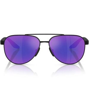 Prada Zonnebril Psa52 S Dg005 U Linea Rossa Zwart Rubbereffect/donkerblauw Gespiegeld Paars Unisex
