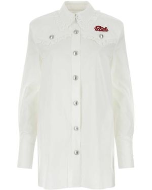 Alessandra Rich White Poplin Shirt Dress