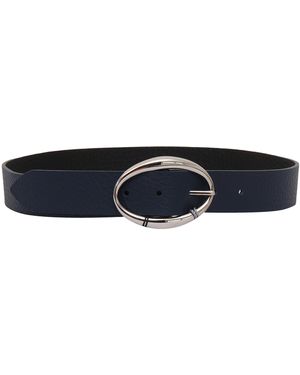 Claudio Orciani Calf Leather Belt With Polished Oval Buckle - Blue