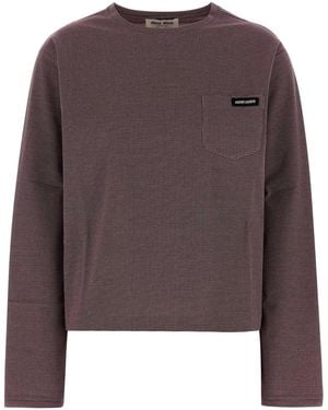 Miu Miu Two-tone Jersey T-shirt - Brown