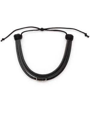 Saint Laurent Cassandre Leather Bracelet - Black